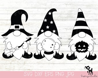 Halloween gnome Svg, Witch gnome, Fall gnome Svg, Creepy garden gnome Svg, Happy Halloween svg, Svg Cut file