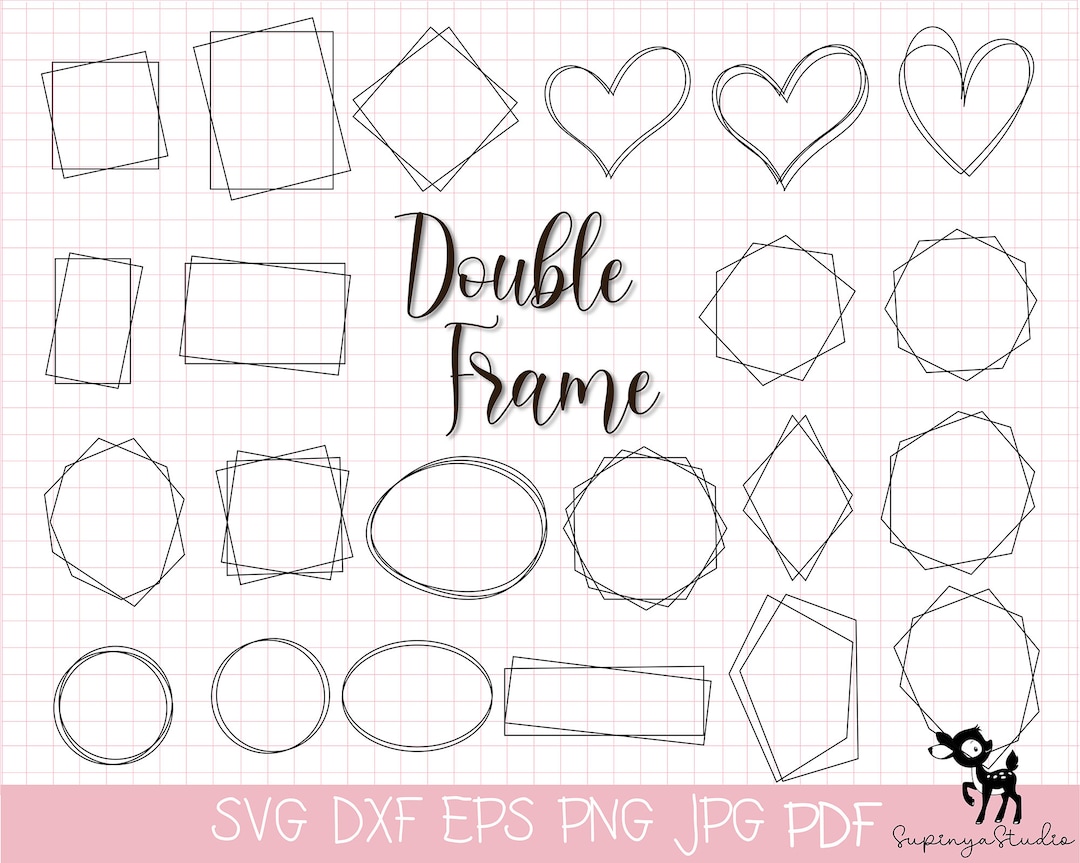 Double Frame Svg,square Frame Bundle,double Border,heart,rectangle ...