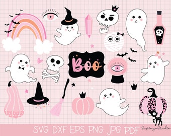 20 Halloween Pink svg, Cute Pink svg, Halloween Girl svg, Pumpkin svg, Bundle Halloween Svg, Halloween Clipart,Instant Download