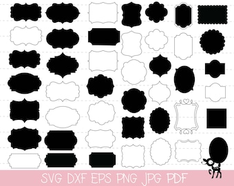 44 sierlijke SVG-bundel met label en lijst | Vintage decoratieve clipart | Digitale randen voor Cricut Silhouette