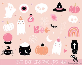 Halloween Pink svg, Cute Pink svg, Halloween Girl svg, Pumpkin svg, Bundle Halloween Svg, Halloween Clipart,Instant Download