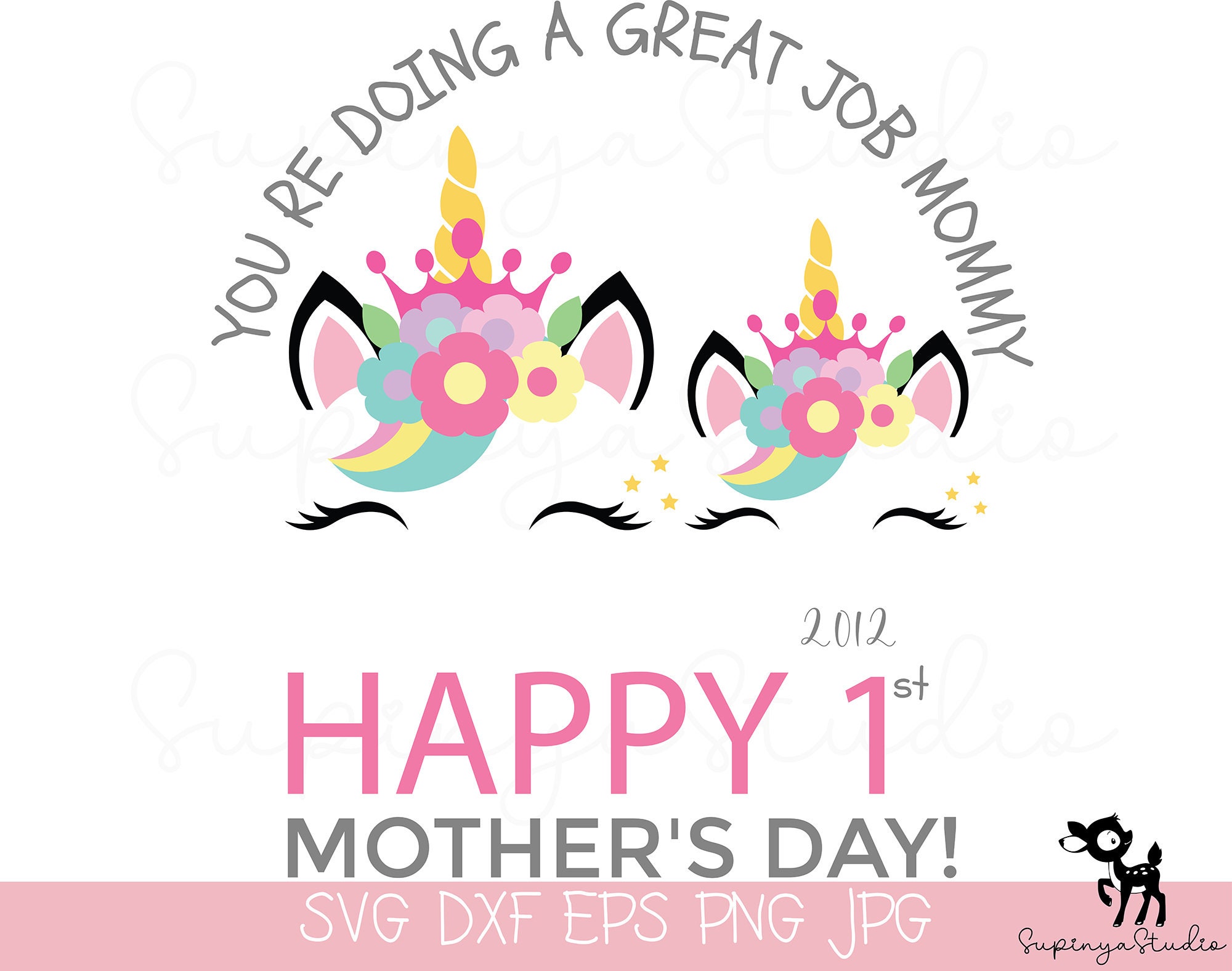 Happy Mother's Day Unicorn SVG FilePersonalized First | Etsy