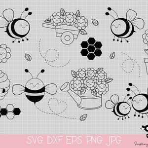 Bee Love, Honey bee svg ,Honeycomb SVG ,  flower,Bee Happy,PNG files for Cricut , Digital download
