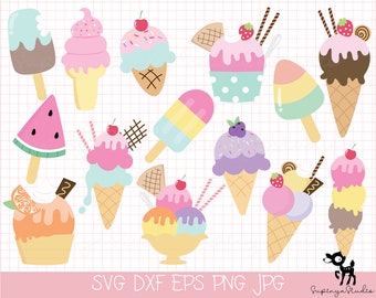Sweet Ice Cream SVG ,Ice Cream Cone svg, Cute summer clipart,Dessert,Food clipart,Party Make your won ice cream clipart   Instant download