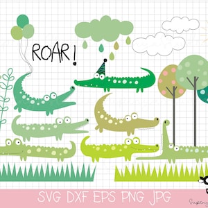 Crocodile SVG Bundle, Alligator svg,Crocodile Stack Digital Clip Art 17 PCS