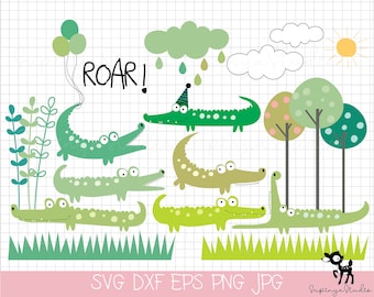 Crocodile SVG Bundle, Alligator Clipart, Reptile Designs, Cricut PNG EPS