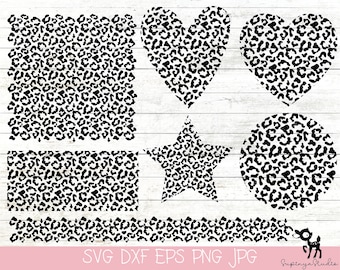 Leopard Heart SVG,Leopard Star ,Leopard All Over Pattern SVG, Leopard Pattern, Cricut Cut Files, Silhouette Cut Files, Download,  file 7Pcs