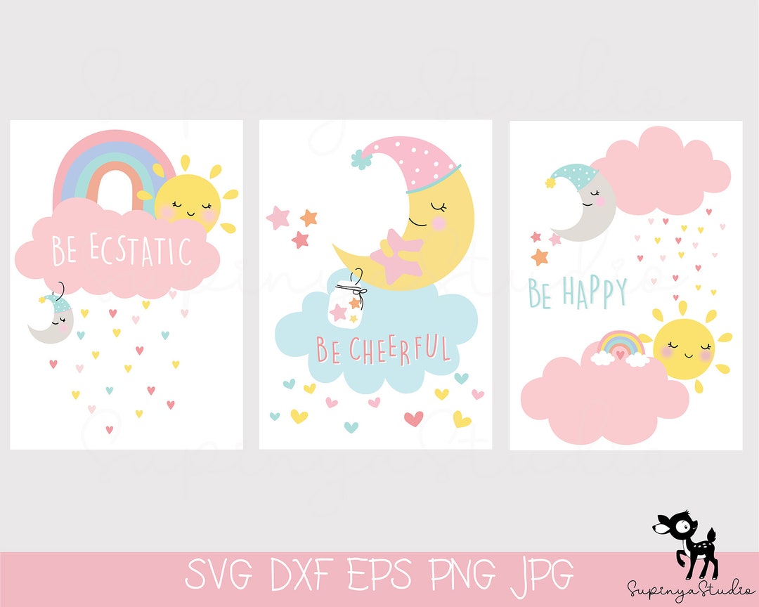 Rainbow Clipart, Cute Kawaii Sky, Baby Rainbow Bundle, Star, Cloud ...