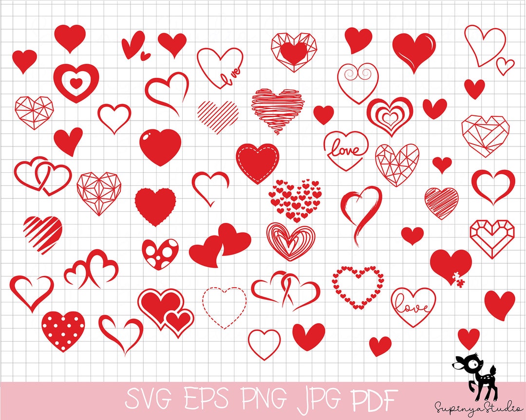 HEART Bundel SVG, Heart Svg Cut Files for Cricut,heart Doodle Svg, Hand ...
