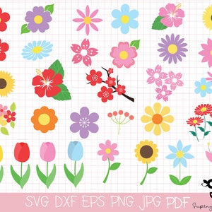 Lente Bloemen Dahlia Daisy Madeliefjes Bloem Tulpen Cricut Silhouet Afdrukbare Instant Downloadable Clip Clipart Svg Vector Art