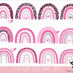 Pink Rainbows, pastel, digital clip art set