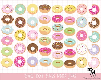 45 Donut SVG, Donut SVG Bundle, Donut Clipart, Sprinkle Donut svg file, Cutting Files, Icing, Sprinkles ,Doughnut svg
