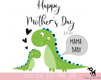 Dinosaurus Moederdag SVG, gepersonaliseerd eerste moedercadeau, babydino Cricut PNG EPS