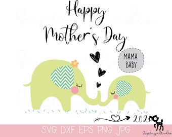First Mother’s Day Elephant SVG, Personalized Mom Gift, Baby Elephant Cricut PNG EPS