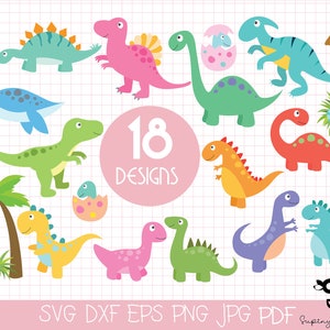 Dinosaur Big Bundle  Pack, Dinosaur SVG, Dinosaurs Clipart, Svg Files, T-Rex SVG, Dinosaur Cut Files 18Designs