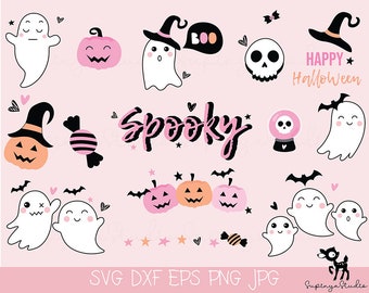 Halloween Rosa svg, Halloween Chica svg, Lindo Rosa svg, Calabaza svg, Paquete Halloween Svg, Halloween Clipart, SVG para Cricut