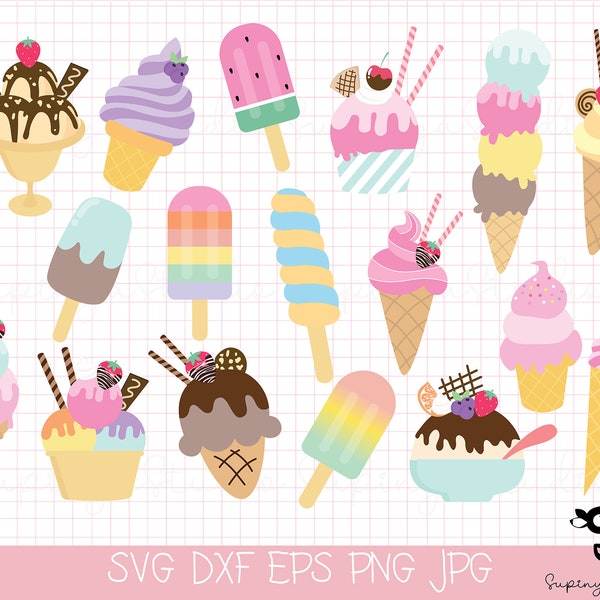 Sweet Ice Cream SVG ,Cute summer clipart,Ice Cream Cone svg, Dessert,Food clipart,Party Make your won ice cream clipart Instant download