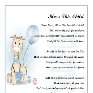 Bendición para bebé niño, DESCARGA DIGITAL, Poema para bebé niño, Regalo de bautismo, Regalo de bautizo, Regalo para baby shower