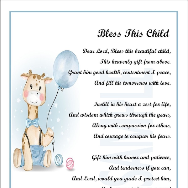 Baby Boy Blessing, DIGITAL DOWNLOAD, Baby Boy Poem Print Verse, Baptismal Gift , Christening Gift Present Poem Verse, Baby Shower Gift,