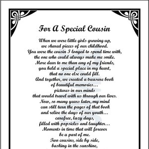 Poema para un primo especial - DESCARGA DIGITAL - Cumpleaños de primos - Impresión de regalo para primos - Regalo para mi primo favorito - Cumpleaños número 40 y 50 de mi primo