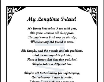 Gedicht für meinen Freund aus Kindertagen, DIGITAL DOWNLOAD, Langjähriges Freund-Gedicht, Freund-Vers, Freunde 30.