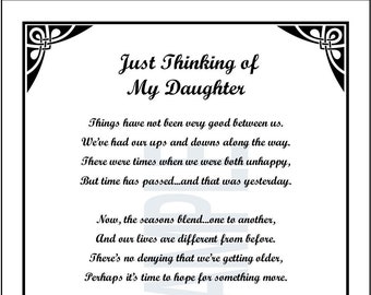 Apology To My Daughter, DIGITAL DOWNLOAD, Sorry Daughter, Forgive Me Daughter, Estranged Relationships, Daughter 30th 40th 50th Birthday,