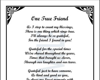 Best Friend Poem, DIGITAL DOWNLOAD, Friend Verse, Friend Saying, Friend Print, Best Friend Print, Friend's 30th  40th 50th 60th Birthday,