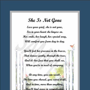 Loss of Wife, Wife Memorial Poem Mother Memorial Poem, DIGITAL SYMPATHY DOWNLOAD, loss of Sister, Bereavement Poem, Daughter Memorial Gift,