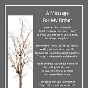 Sentimental Poem For Father, DIGITAL DOWNLOAD, Verse For Dad&#39;s Birthday, Father&#39;s 70th Birthday, Father&#39;s 75th Birthday, Dads 80th Birthday,