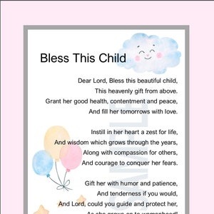 Baby Girl Blessing, DIGITAL DOWNLOAD, Baby blessing, Baby Shower Gift, Little Girl Poem, Gift  Present Christening Baptism, 1st Birthday,