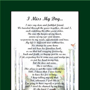 I Miss My Dog ( Female), DIGITAL DOWNLOAD, Mourning loss of a pet, Mourning the loss of my dog, Dog Memorial, Dog Remembrance, Loss of dog,