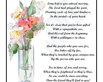 Nurse Appreciation Poem Print - Sentimental Graduation Gift (Digital Download)