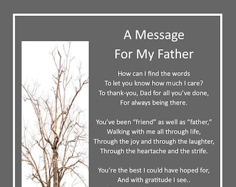 Sentimental Poem For Father, DIGITAL DOWNLOAD, Verse For Dad&#39;s Birthday, Father&#39;s 70th Birthday, Father&#39;s 75th Birthday, Dads 80th Birthday,