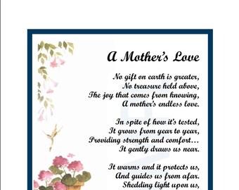 A Mother's Love DIGITAL DOWNLOAD Mom Poem Mom Gift - Etsy UK