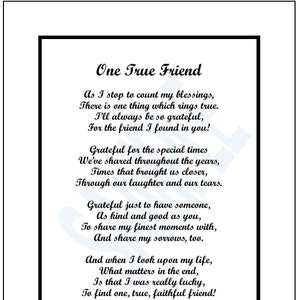 Friend DIGITAL Poem, Best Friend Poem Download, Printable Friend Poem, Friendship Poem For 50th Birthday,- Friend Poem For 30th Birthday,