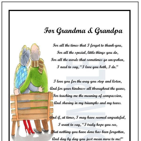 Poem For Grandparents 40th 50th Anniversary, Grandma Grandpa Poem- DIGITAL DOWNLOAD,  Gift Present For Silver or Golden Wedding Anniversary,