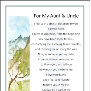 Presente de aniversário para tia e tio, DOWNLOAD DIGITAL, Um presente para minha tia e meu tio, Poema da tia e do tio, Obrigado da tia e do tio, Presente da tia e do tio