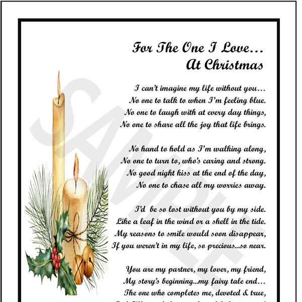 Christmas Poem For Boyfriend, Christmas Poem For Girlfriend, DIGITAL DOWNLOAD, Christmas Poem for Husband Wife Lover,