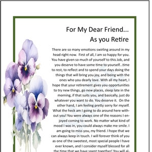 Poema de jubilación como regalo para un amigo, DESCARGA DIGITAL, Regalo de jubilación para un amigo, Verso impreso de jubilación como regalo para un amigo o compañero de trabajo