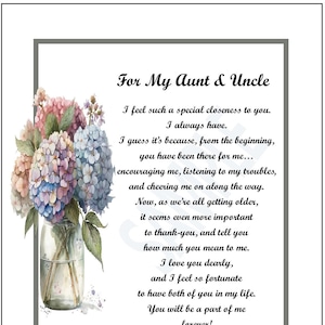 Melhor Poema Tia Tio Verso Impresso Dizendo Presente Presente, DOWNLOAD DIGITAL, Presente de Aniversário de Casamento Tia Tio Presente, Tia Tio Obrigado,