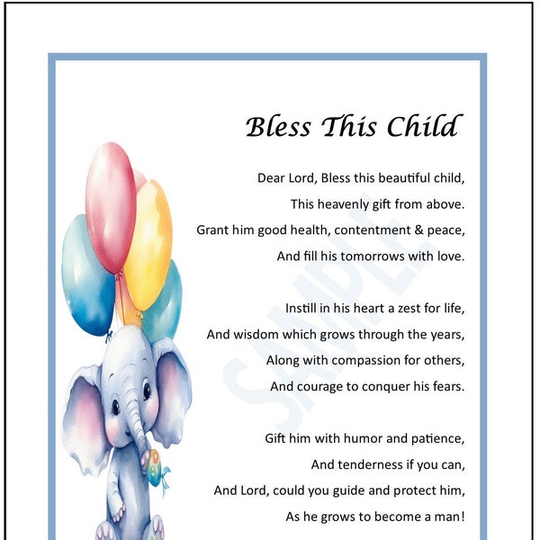 Baby Boy Poem Print Verse Gift, Gift For Baby Shower, Baptismal Christening Gift Present, DIGITAL DOWNLOAD, New Baby Gift Present  Poem,