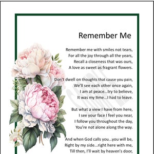 Ricordati di me, perdita di madre, padre, figlio, figlia, DOWNLOAD DIGITALE, poesia di cordoglio e ricordo per il lutto, poesia commemorativa per mamma, papà e genitore,