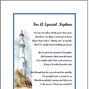 Mein Neffe Gedicht Druck Vers Spruch Geschenk Geschenk, DIGITAL DOWNLOAD, Neffe Abschlussfeier Weihnachten 16.18.21.30.Geschenk Geschenk, Geschenk Geschenk