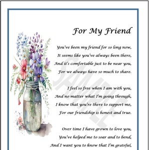 Longtime Friend Poem Present, Longtime Friend Print, Longtime Friend Digital Download, Best Friend Poem, Best Friend 30th Birthday Poem Gift