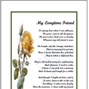 Longtime Friend Poem Print, Childhood Friend Poem, Friendship Poem, Old Best Dear Friend Print,  Childhood Friend Print, DIGITAL DOWNLOAD,