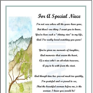 Happy Birthday To A Special Niece Poem For A Special Niece Digital Download Niece Poem Niece Gift - Etsy