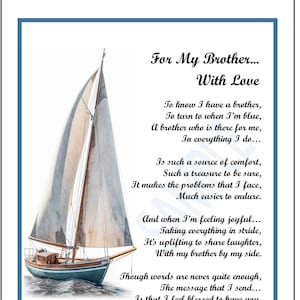 Gedruckt, Bruder, Bruder, Gedicht, Verse, Spruch, Geschenk, Geschenk für Sie, Geschenk zum Geburtstag, Geschenk für Sie, Geburtstagsgeschenk,