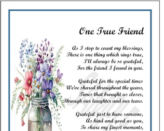 Best Friend Poem Print, DIGITAL DOWNLOAD, Friend Verse Saying Print, Best Friend Print, Friend's 30th  40th 50th 60th 70th 80th Birthday,