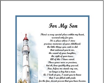 For My Son Poem Print Verse Saying, DIGITAL DOWNLOAD, Son Poem, Son Graduation Poem Gift Present, Son 18th 21st 30th 40th 50th Birthday,