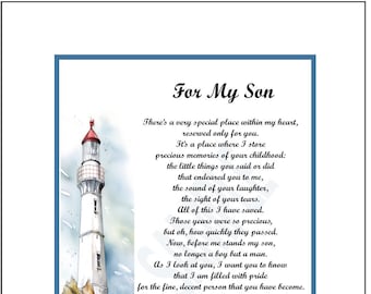 Poem for Son's Birthday, Graduation Gift For Son, DIGITAL DOWNLOAD Son's 18th 21st 30th 40th Birthday Gift Present Poem, Best Son,